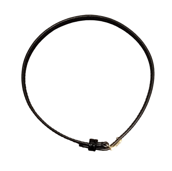 Authenticated Vintage Gucci Logo Choker Necklace Black Gold Leather - Picture 6 of 13